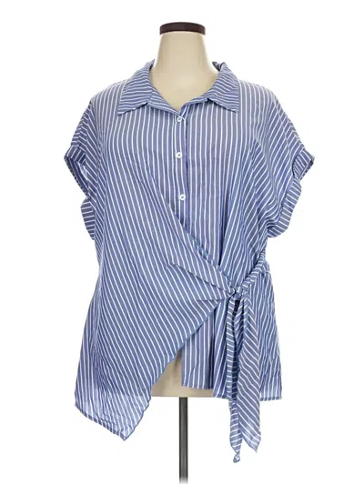 Pre-owned Bloomchic Short Sleeve Blouse In Blue
