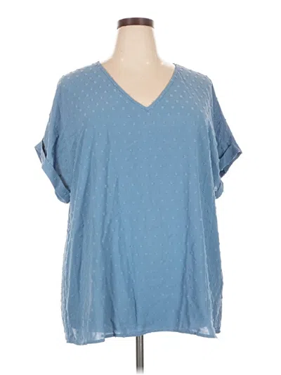 Pre-owned Bloomchic Short Sleeve Blouse In Blue