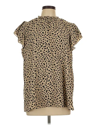 Pre-owned Bloomchic Short Sleeve Blouse In Brown