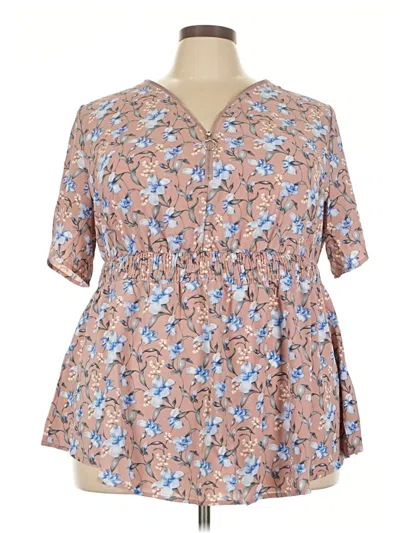 Pre-owned Bloomchic Short Sleeve Blouse In Brown