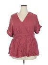 Bloomchic Short Sleeve Blouse In Burgundy