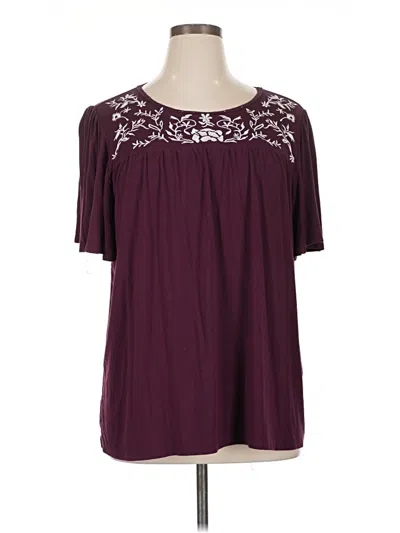 Pre-owned Bloomchic Short Sleeve Blouse In Burgundy