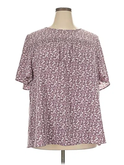 Pre-owned Bloomchic Short Sleeve Blouse In Burgundy
