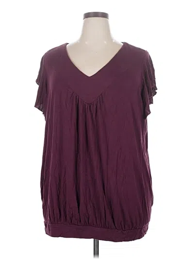 Pre-owned Bloomchic Short Sleeve Blouse In Burgundy