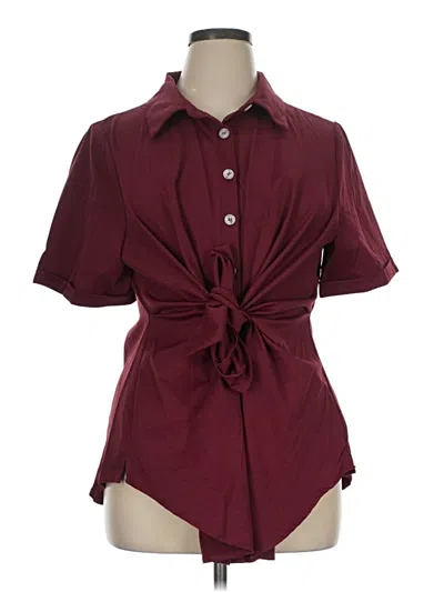 Pre-owned Bloomchic Short Sleeve Blouse In Burgundy