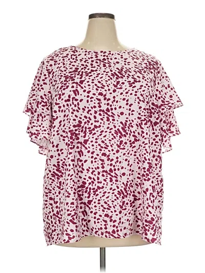 Pre-owned Bloomchic Short Sleeve Blouse In Burgundy