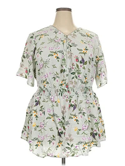 Pre-owned Bloomchic Short Sleeve Blouse In Gray
