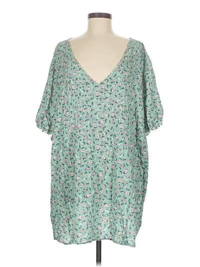 Pre-owned Bloomchic Short Sleeve Blouse In Green