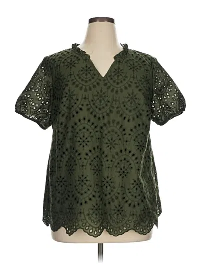 Pre-owned Bloomchic Short Sleeve Blouse In Green