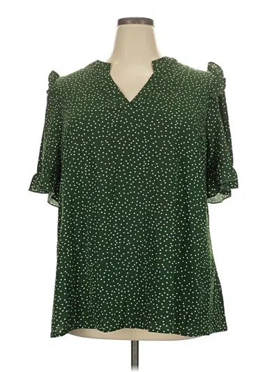 Pre-owned Bloomchic Short Sleeve Blouse In Green