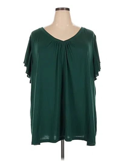 Pre-owned Bloomchic Short Sleeve Blouse In Green