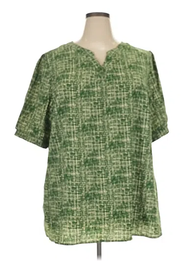Pre-owned Bloomchic Short Sleeve Blouse In Green