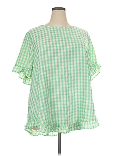 Pre-owned Bloomchic Short Sleeve Blouse In Green