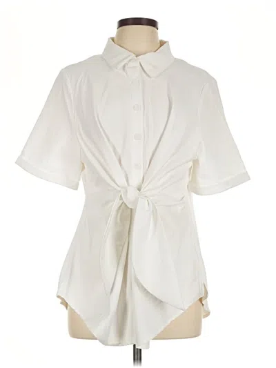 Pre-owned Bloomchic Short Sleeve Blouse In Ivory