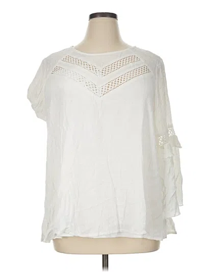 Pre-owned Bloomchic Short Sleeve Blouse In Ivory