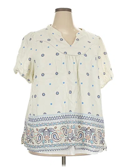Pre-owned Bloomchic Short Sleeve Blouse In Ivory