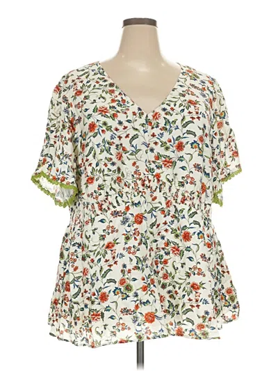 Pre-owned Bloomchic Short Sleeve Blouse In Ivory