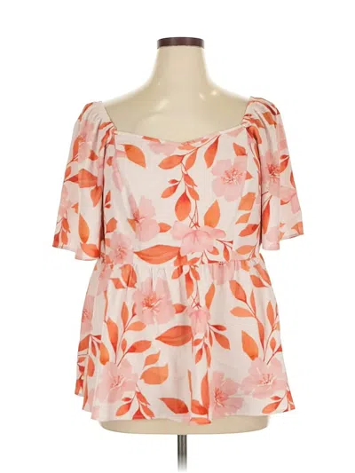 Pre-owned Bloomchic Short Sleeve Blouse In Orange
