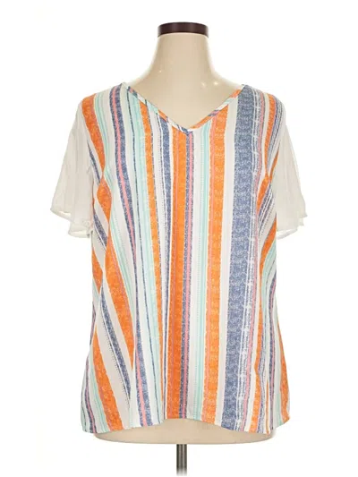 Pre-owned Bloomchic Short Sleeve Blouse In Orange