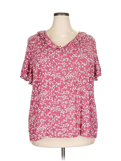 Pre-owned Bloomchic Short Sleeve Blouse In Pink