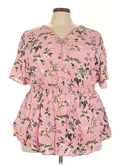 Pre-owned Bloomchic Short Sleeve Blouse In Pink