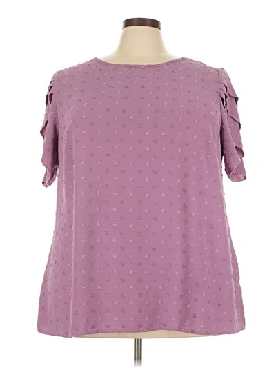 Pre-owned Bloomchic Short Sleeve Blouse In Purple