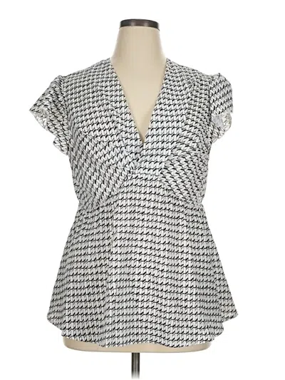 Pre-owned Bloomchic Short Sleeve Blouse In Silver