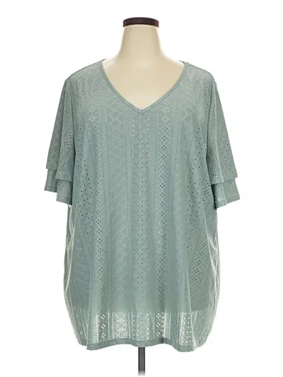Pre-owned Bloomchic Short Sleeve Blouse In Teal