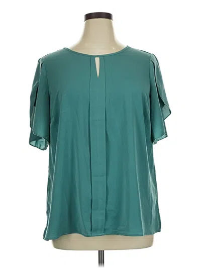 Pre-owned Bloomchic Short Sleeve Blouse In Teal