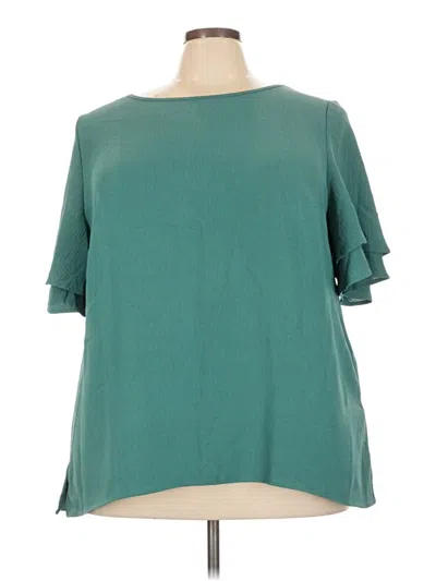 Pre-owned Bloomchic Short Sleeve Blouse In Teal