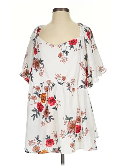 Pre-owned Bloomchic Short Sleeve Blouse In White