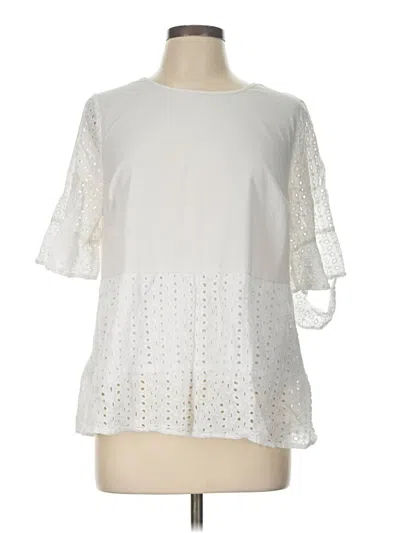 Pre-owned Bloomchic Short Sleeve Blouse In White