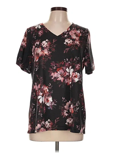 Pre-owned Bloomchic Short Sleeve Henley Shirt In Black