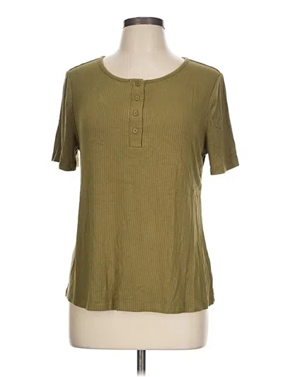 Pre-owned Bloomchic Short Sleeve Henley Shirt In Green