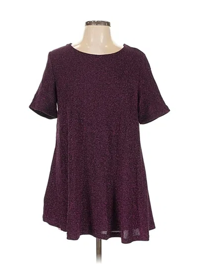 Pre-owned Bloomchic Short Sleeve Top Burgundy Crew Neck Tops