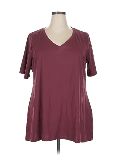 Pre-owned Bloomchic Short Sleeve Top Burgundy V Neck Tops