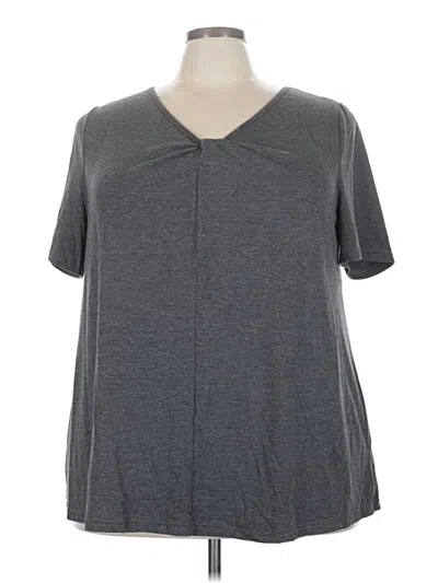 Pre-owned Bloomchic Short Sleeve Top Gray V-neck Tops