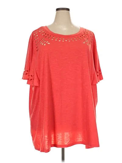 Pre-owned Bloomchic Short Sleeve Top Orange Cold Shoulder Neckline Tops