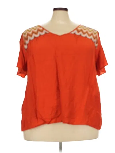 Pre-owned Bloomchic Short Sleeve Top Orange V-neck Tops