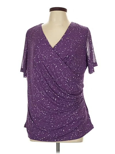 Pre-owned Bloomchic Short Sleeve Top Purple V Neck Tops