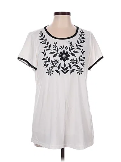 Pre-owned Bloomchic Short Sleeve Top White Scoop Neck Tops