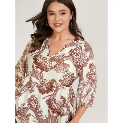 Bloomchic Silhouette Flower Flared Tunic Top In Black