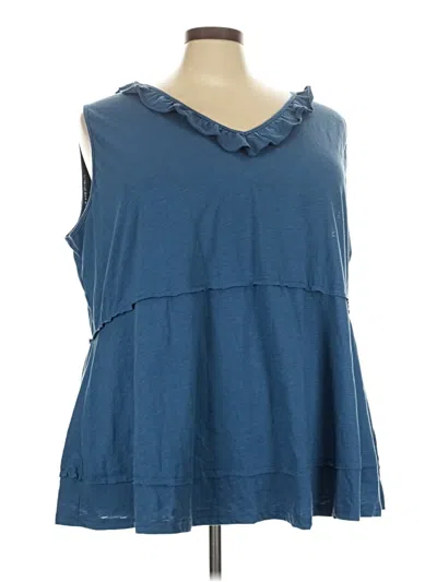 Pre-owned Bloomchic Sleeveless Top Blue Ruffles Neckline Tops
