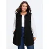 Bloomchic Solid Button‑front Sleeveless Jacket In Black