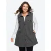 Bloomchic Solid Button‑front Sleeveless Jacket In Dark Core