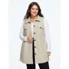 Bloomchic Solid Button‑front Sleeveless Jacket In Pumice Stone