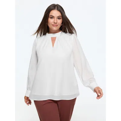 Bloomchic Solid Cut Out Neck Blouse In White