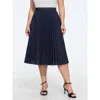 Bloomchic Solid Pleated Flowy Midi Skirt In Indigo