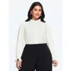 Bloomchic Solid Ruffled Mock Neck Blouse In White