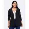 Bloomchic Solid V‑neck Button Front Cardigan In Black